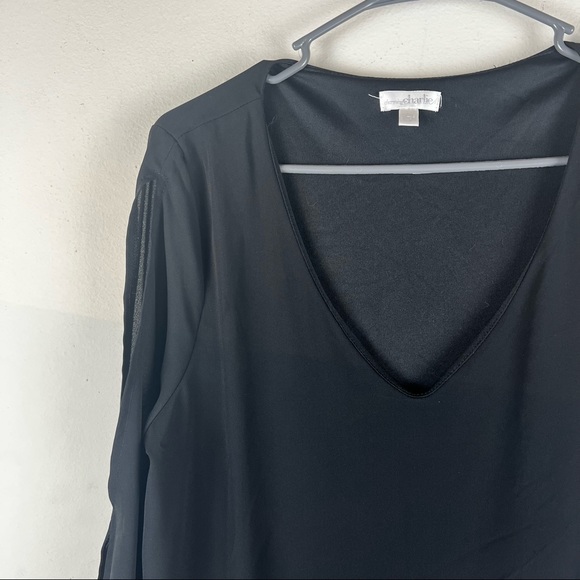Charming Charlie V Neck Black Cold Shoulder Dress Size Large - Picture 2 of 5